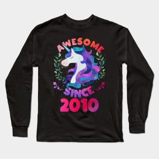 Cute Awesome Unicorn Since 2010 Funny Gift Long Sleeve T-Shirt